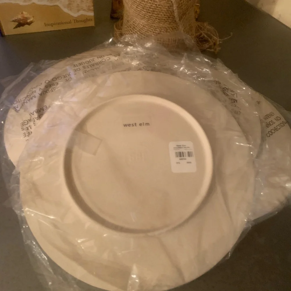 West Elm, NEW NEVER USED, Carnival PINK and WHITE salad plates. Melamine.